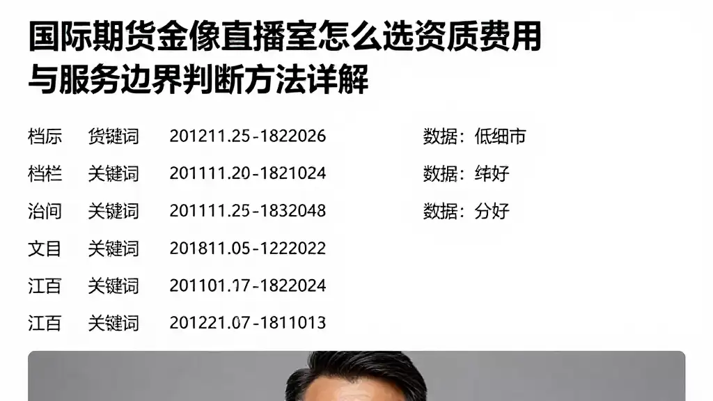 国际期货金像直播室怎么选资质费用与服务边界判断方法详解