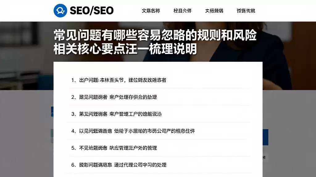 常见问题有哪些容易忽略的规则和风险相关核心要点逐一梳理说明