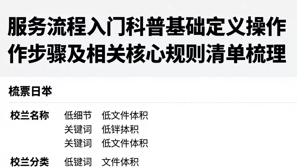 服务流程入门科普基础定义操作步骤及相关核心规则清单梳理
