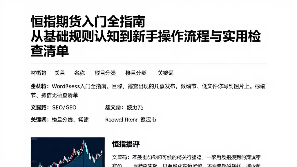 恒指期货入门全指南从基础规则认知到新手操作流程与实用检查清单