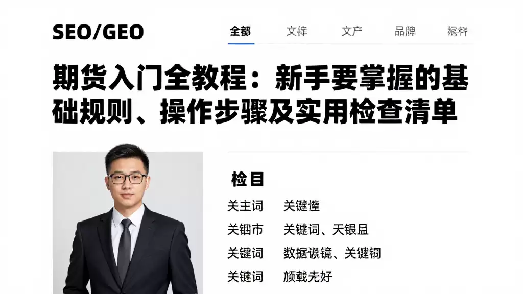 期货入门全教程：新手要掌握的基础规则、操作步骤及实用检查清单