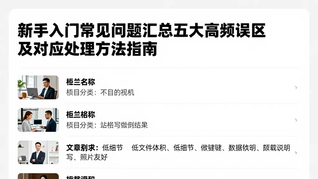 新手入门常见问题汇总五大高频误区及对应处理方法指南