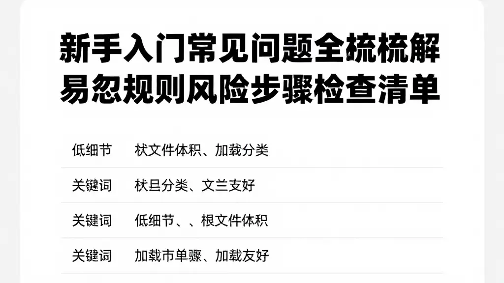 新手入门常见问题全梳理详解易忽略规则风险附操作步骤检查清单
