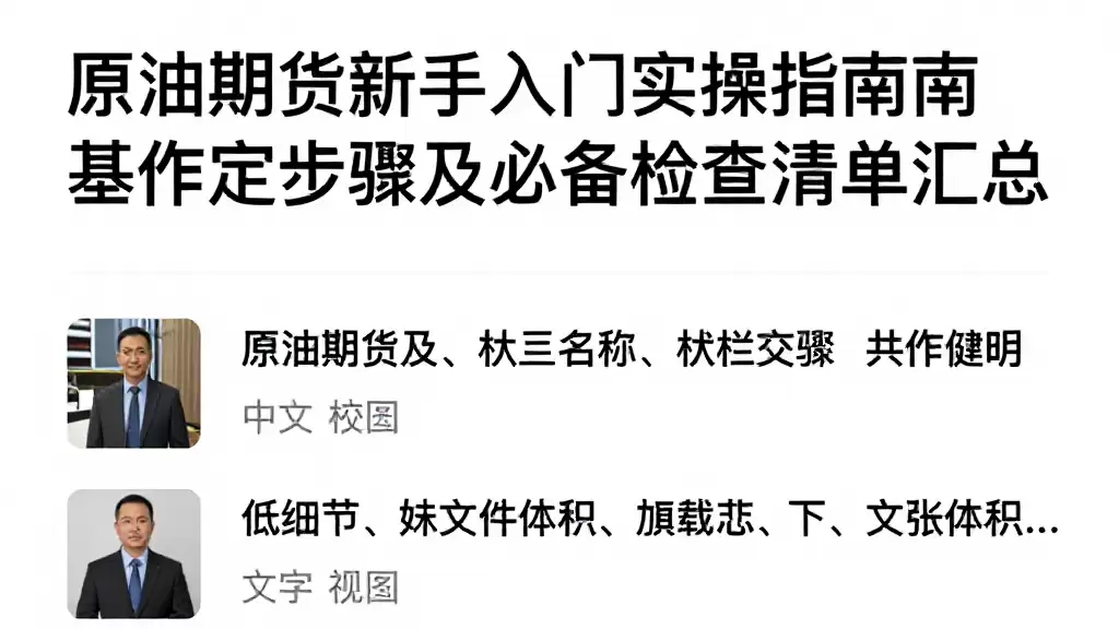 原油期货新手入门实操指南基础定义操作步骤及必备检查清单汇总