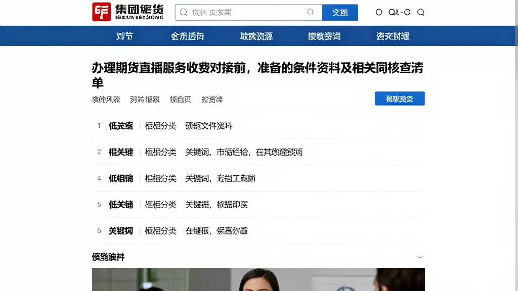 办理期货直播服务收费对接前，需准备的条件资料及相关风险核查清单