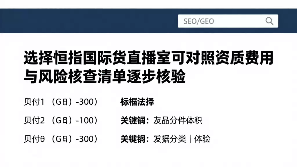 选择恒指国际期货直播室可对照资质费用与风险核查清单逐步核验