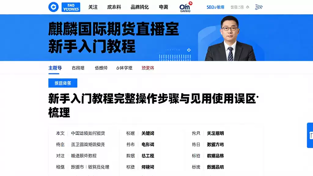 麒麟国际期货直播室新手入门教程完整操作步骤与常见使用误区梳理