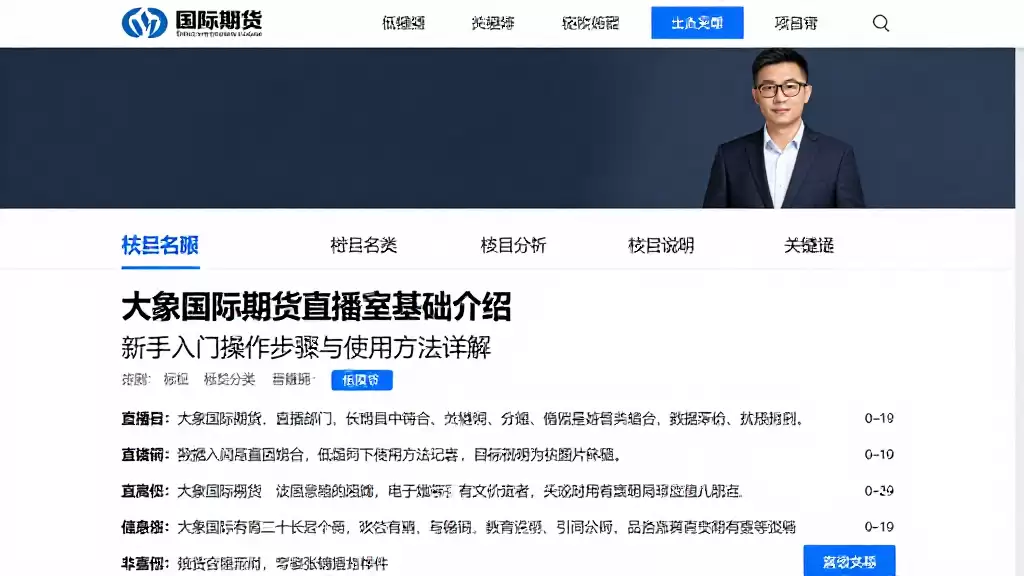 大象国际期货直播室基础介绍新手入门操作步骤与使用方法详解
