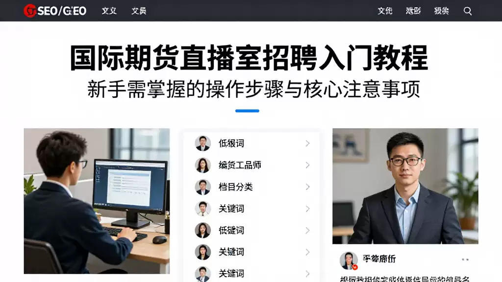 国际期货直播室招聘入门教程新手需掌握的操作步骤与核心注意事项