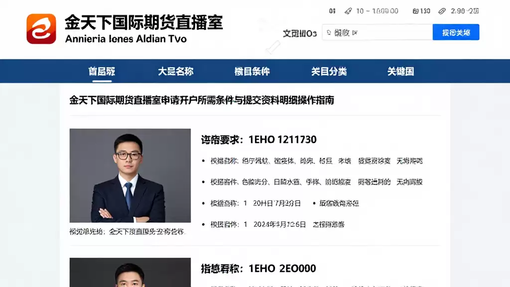 金天下国际期货直播室申请开户所需条件与提交资料明细操作指南