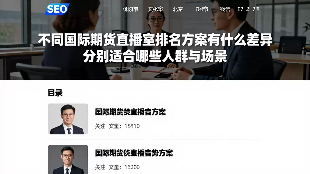 不同国际期货直播室排名方案有什么差异分别适合哪些人群与场景
