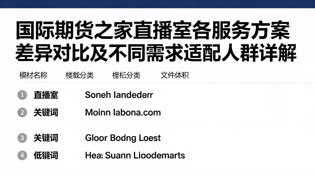 国际期货之家直播室各服务方案差异对比及不同需求适配人群详解