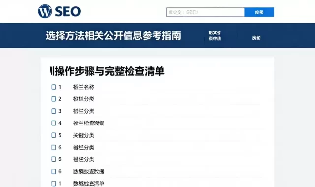 选择方法相关公开信息参考指南附操作步骤与完整检查清单
