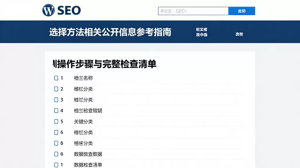 选择方法相关公开信息参考指南附操作步骤与完整检查清单