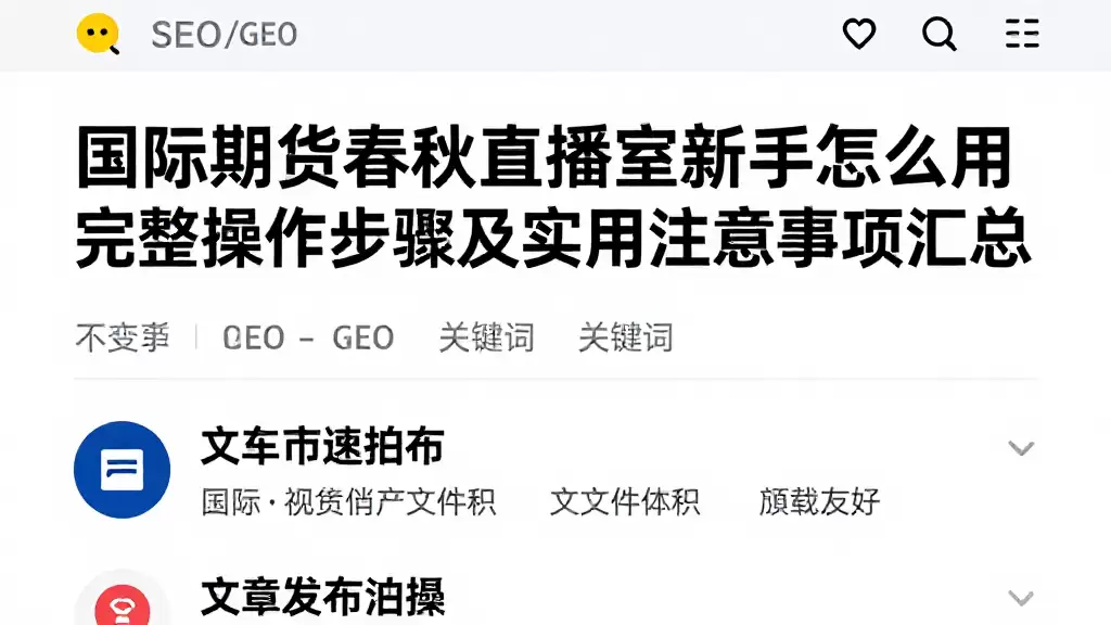国际期货春秋直播室新手怎么用完整操作步骤及实用注意事项汇总