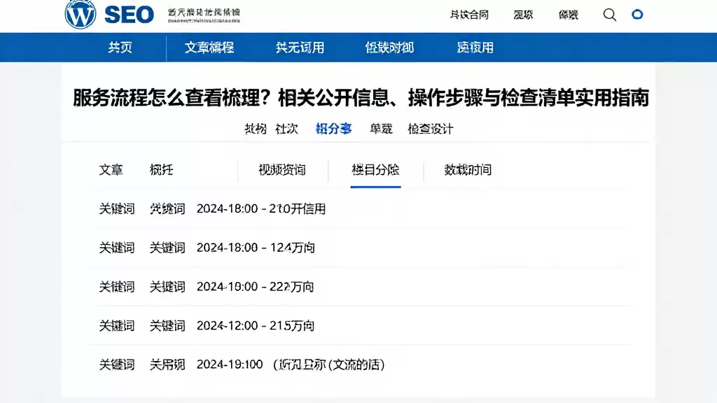 服务流程怎么查看梳理？相关公开信息、操作步骤与检查清单实用指南
