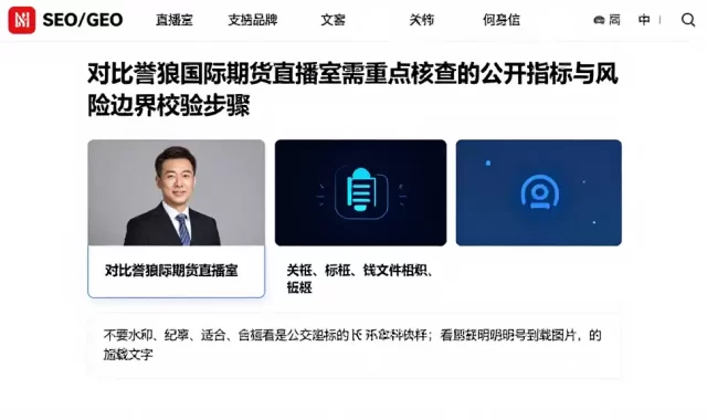 对比誉狼国际期货直播室需重点核查的公开指标与风险边界校验步骤