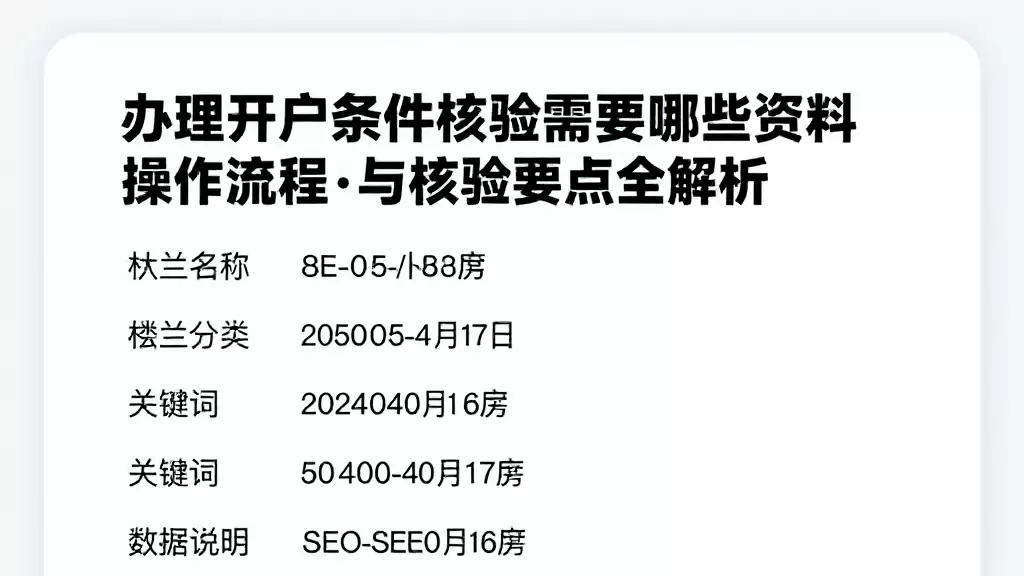办理开户条件核验需要哪些资料操作流程与核验要点全解析