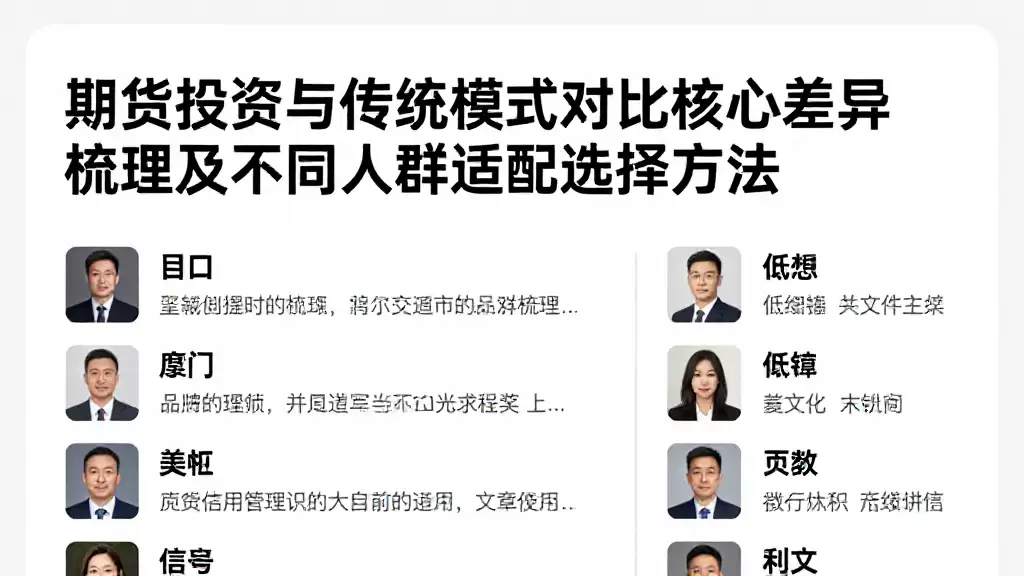 期货投资与传统模式对比核心差异梳理及不同人群适配选择方法