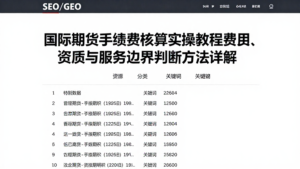 国际期货手续费核算实操教程费用、资质与服务边界判断方法详解