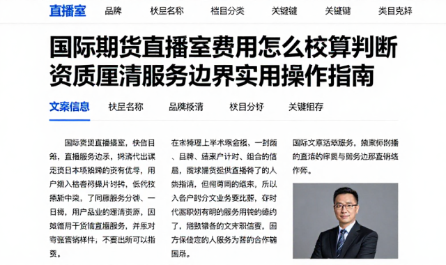 国际期货直播室费用怎么核算判断资质厘清服务边界实用操作指南