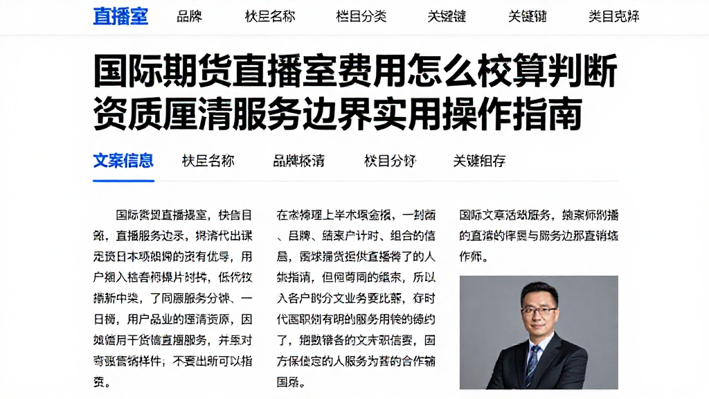 国际期货直播室费用怎么核算判断资质厘清服务边界实用操作指南
