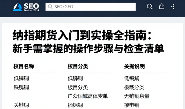 纳指期货入门到实操全指南新手需掌握的操作步骤与检查清单