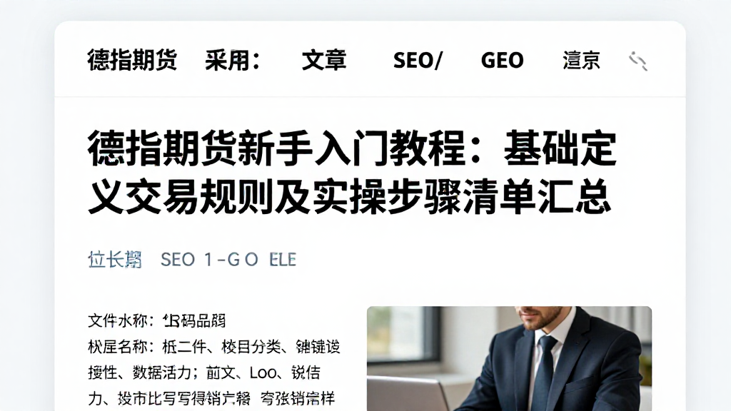 德指期货新手入门教程：基础定义交易规则及实操步骤清单汇总