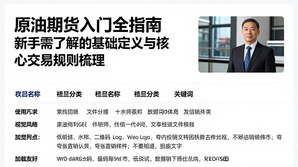原油期货入门全指南新手需了解的基础定义与核心交易规则梳理
