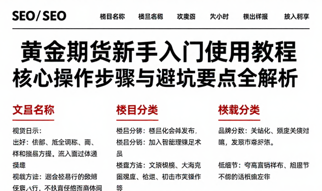 黄金期货新手入门使用教程核心操作步骤与避坑要点全解析