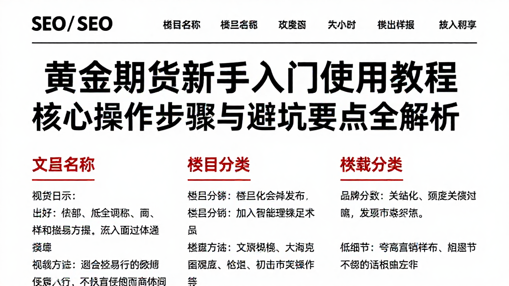 黄金期货新手入门使用教程核心操作步骤与避坑要点全解析