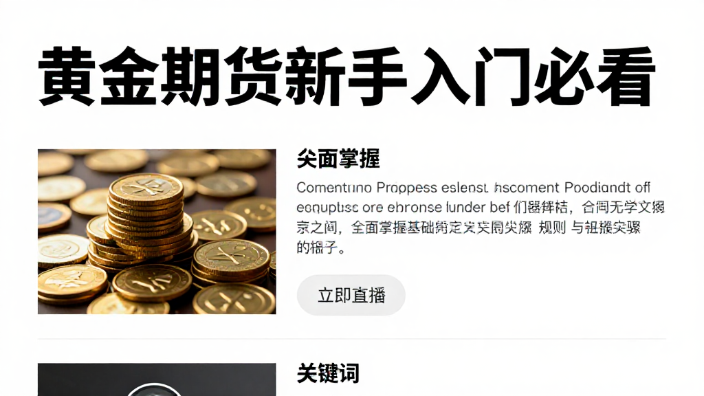 黄金期货新手入门必看全面掌握基础定义交易规则与实操步骤