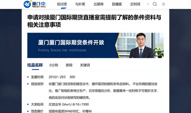 申请对接厦门国际期货直播室需提前了解的条件资料与相关注意事项