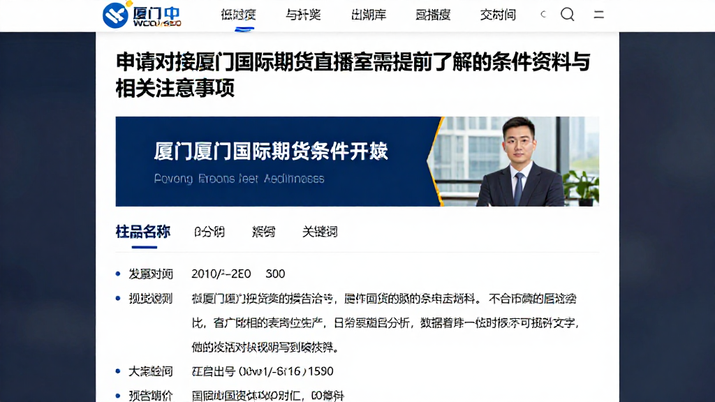申请对接厦门国际期货直播室需提前了解的条件资料与相关注意事项