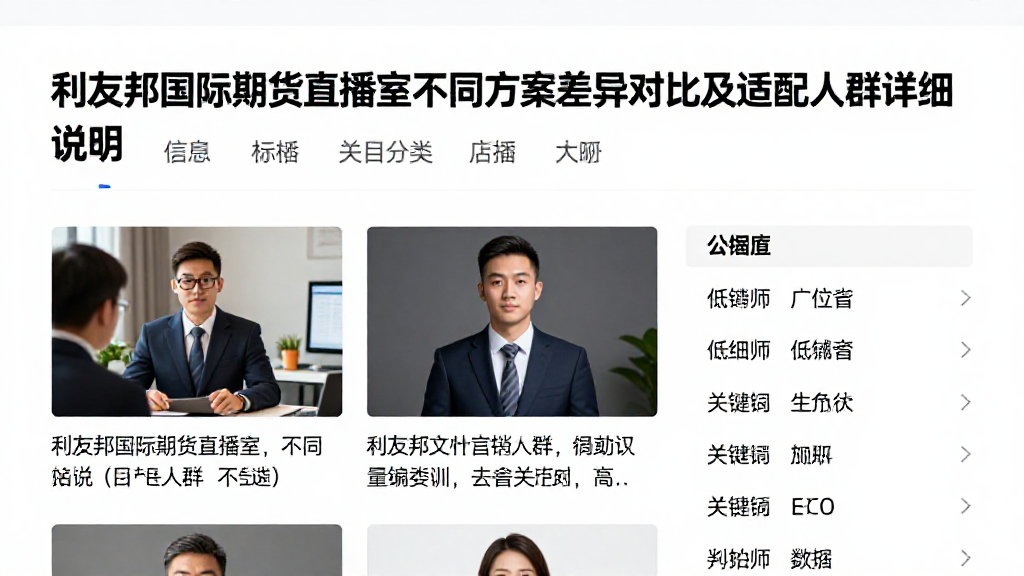 利友邦国际期货直播室不同方案差异对比及适配人群详细说明