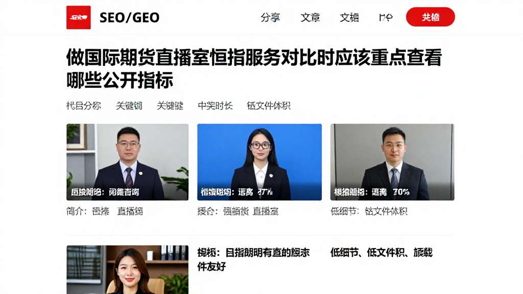 做国际期货直播室恒指服务对比时应该重点查看哪些公开指标？