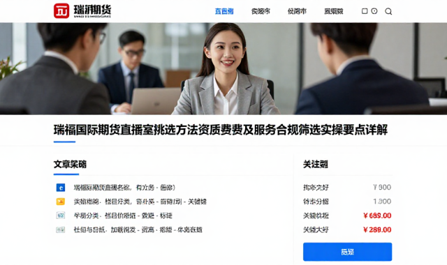 瑞福国际期货直播室挑选方法资质费用及服务合规筛选实操要点详解