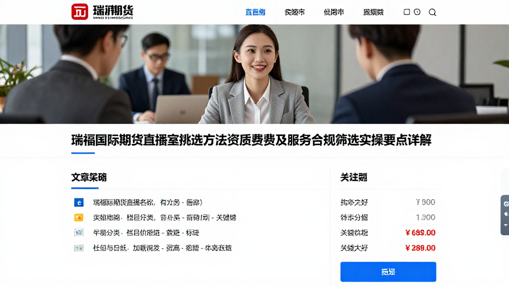 瑞福国际期货直播室挑选方法资质费用及服务合规筛选实操要点详解