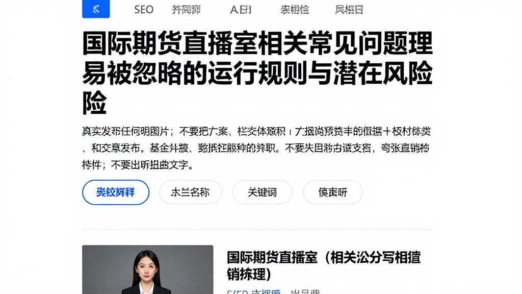 国际期货直播室相关常见问题梳理易被忽略的运行规则与潜在风险
