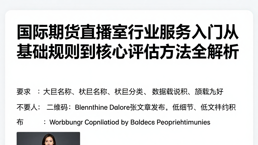 国际期货直播室行业服务入门从基础规则到核心评估方法全解析