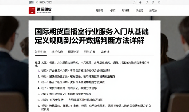 国际期货直播室行业服务入门从基础定义规则到公开数据判断方法详解