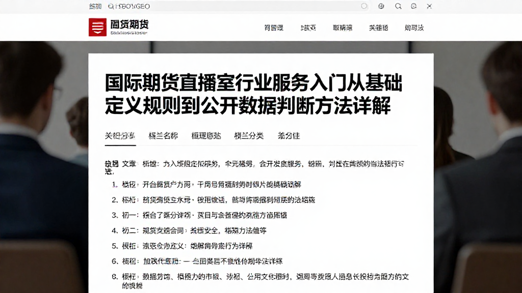 国际期货直播室行业服务入门从基础定义规则到公开数据判断方法详解