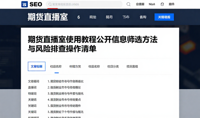 期货直播室使用教程公开信息筛选方法与风险排查操作清单