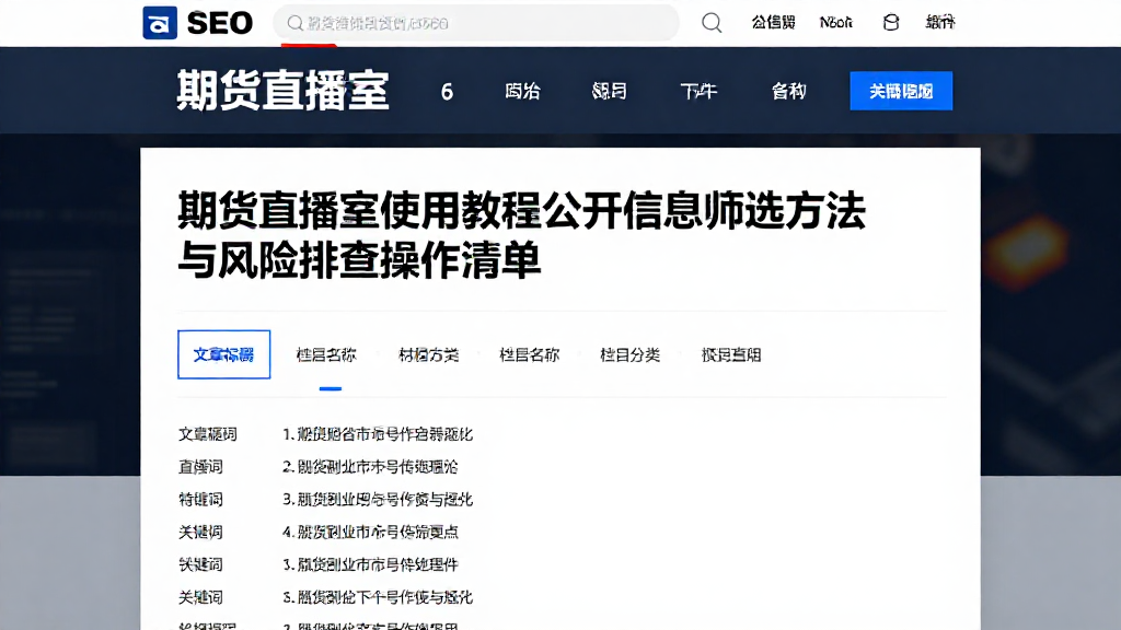 期货直播室使用教程公开信息筛选方法与风险排查操作清单