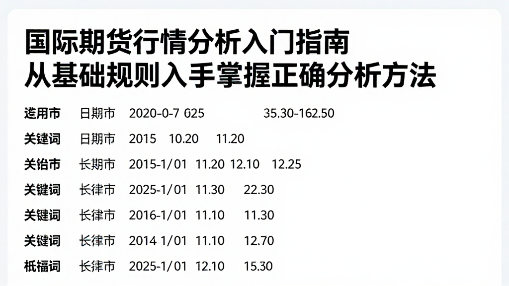 国际期货行情分析入门指南从基础规则入手掌握正确分析方法