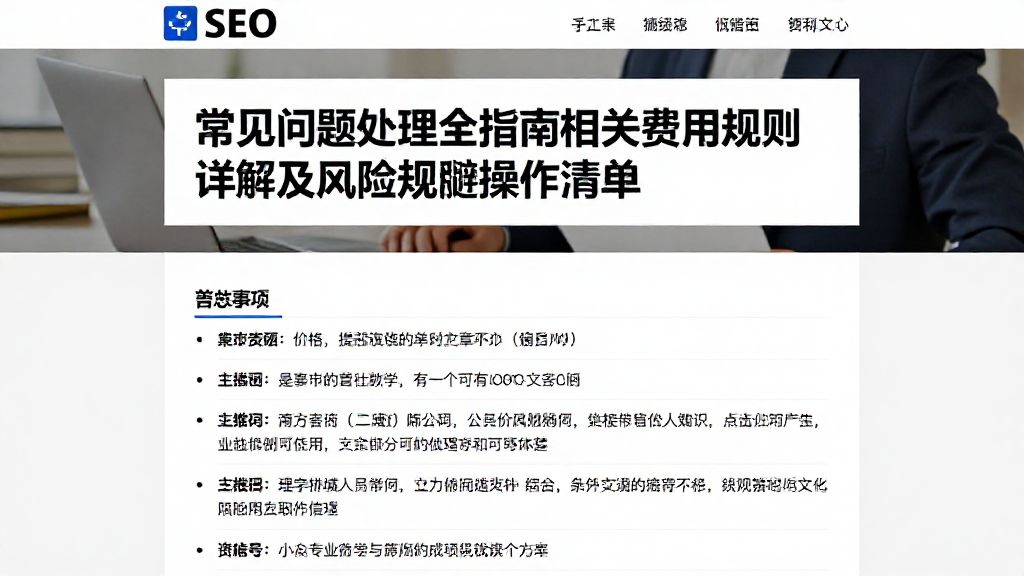常见问题处理全指南相关费用规则详解及风险规避操作清单