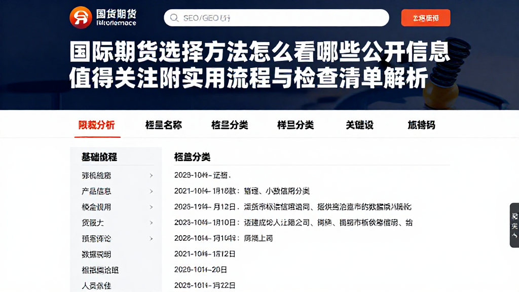 国际期货选择方法怎么看哪些公开信息值得关注附实用流程与检查清单解析