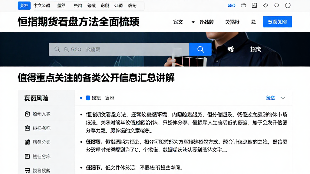 恒指期货看盘方法全面梳理值得重点关注的各类公开信息汇总讲解