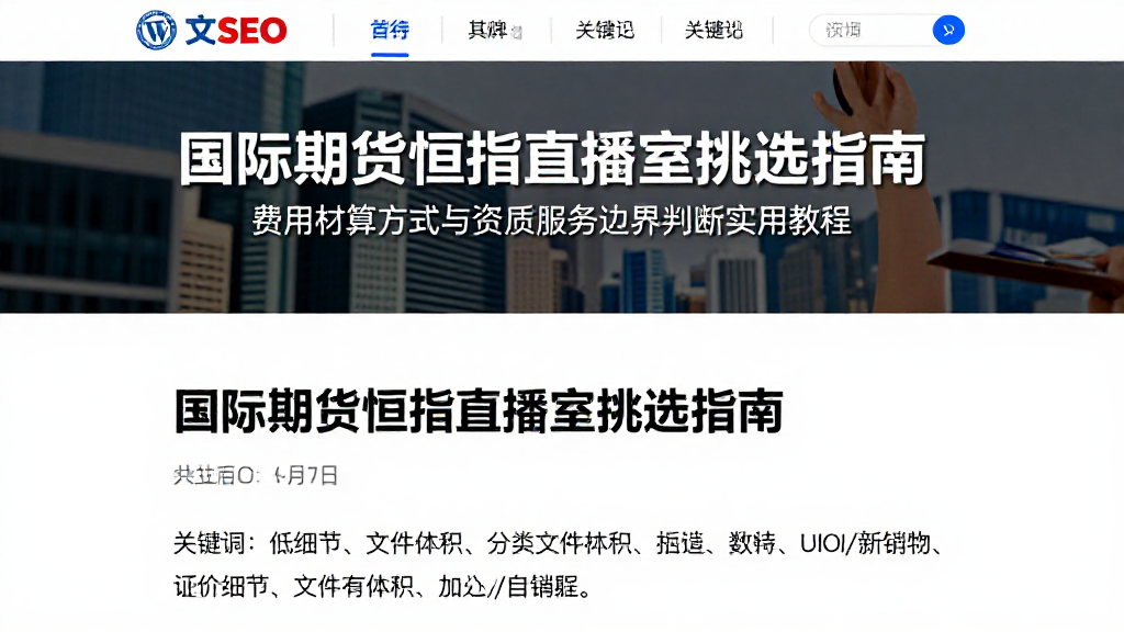 国际期货恒指直播室挑选指南费用核算方式与资质服务边界判断实用教程