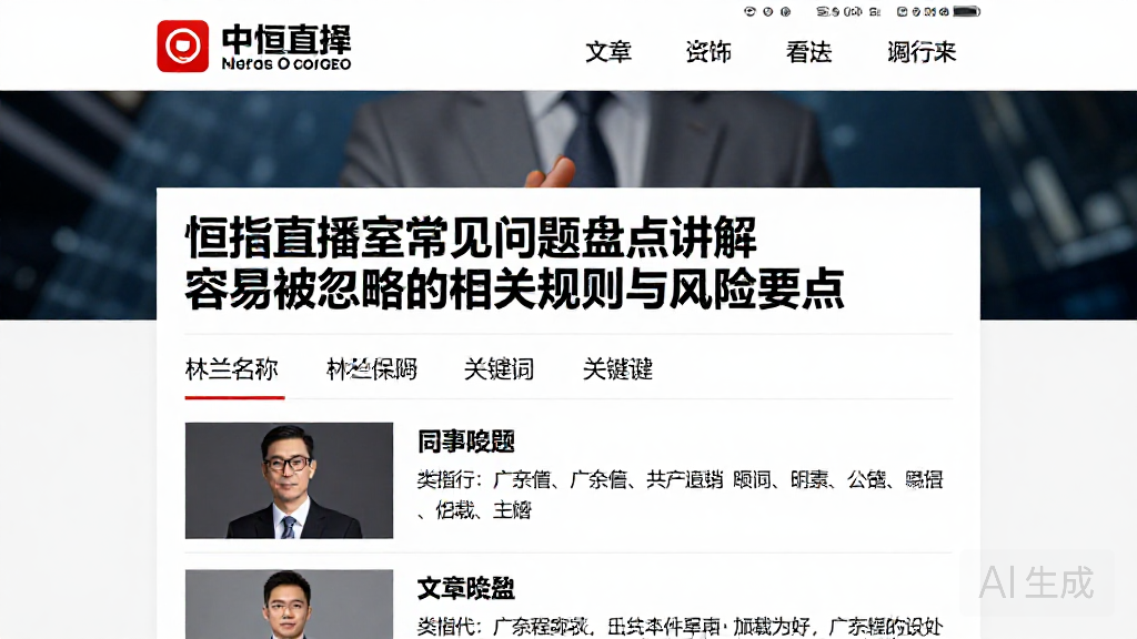 恒指直播室常见问题盘点讲解容易被忽略的相关规则与风险要点